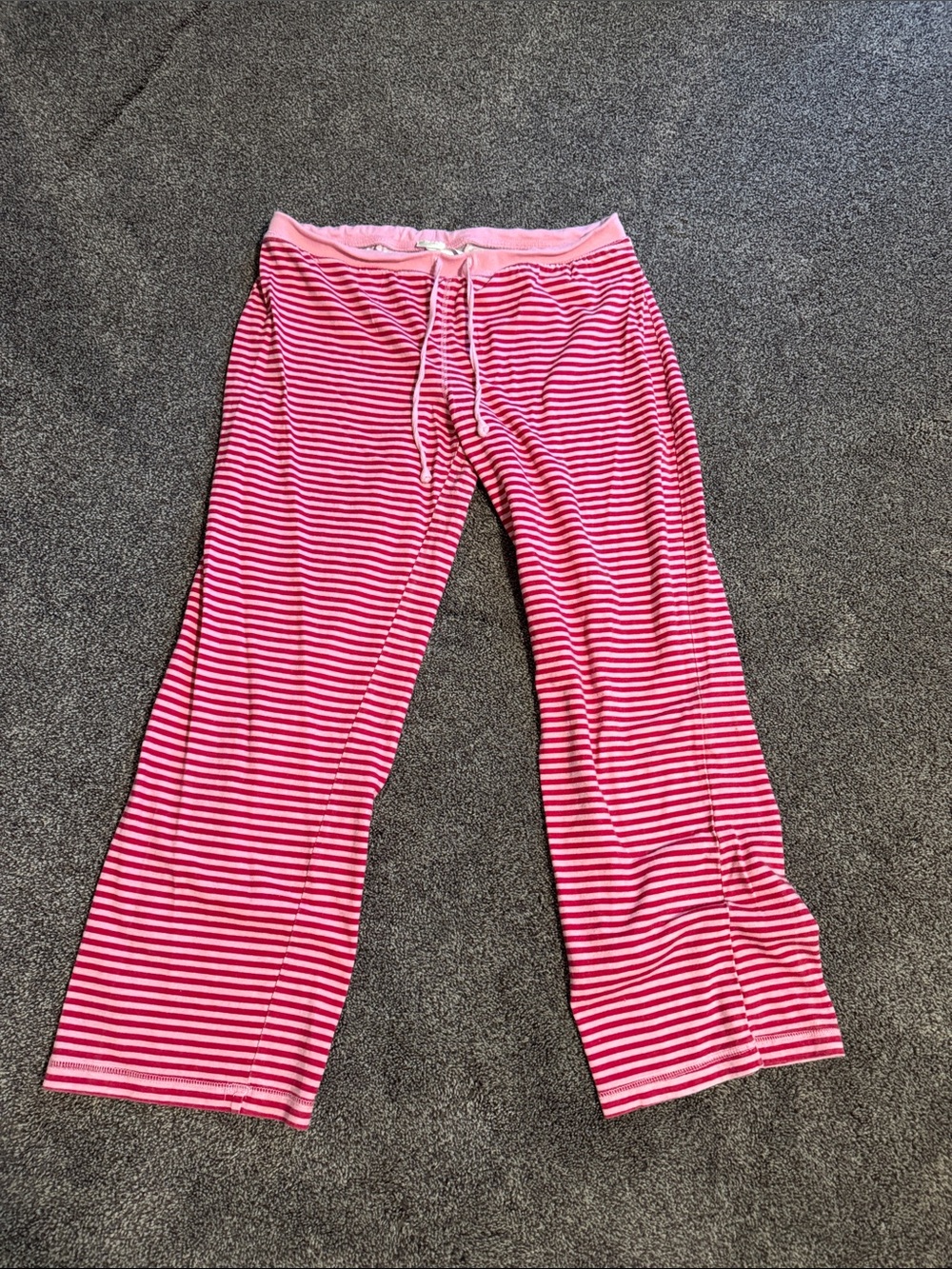 G.H. Bass & Co. Pink & White Striped Cropped Lounge Pants
